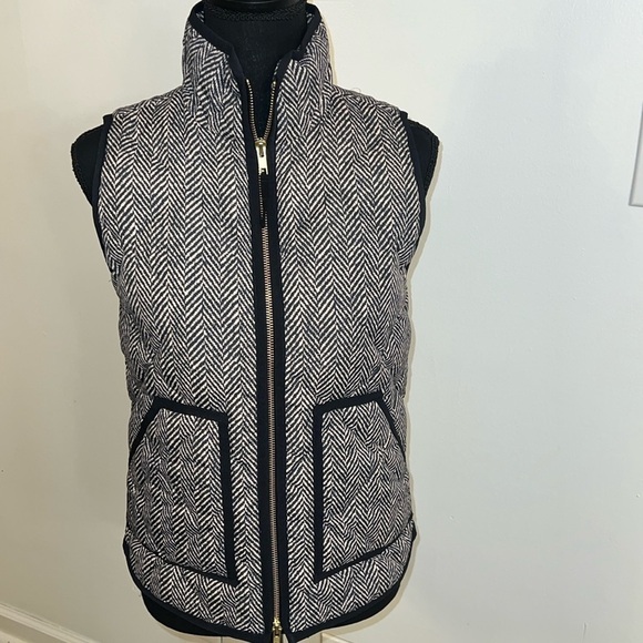J. Crew Puffer Vest, Herringbone Print, sz XXS. - Picture 2 of 10